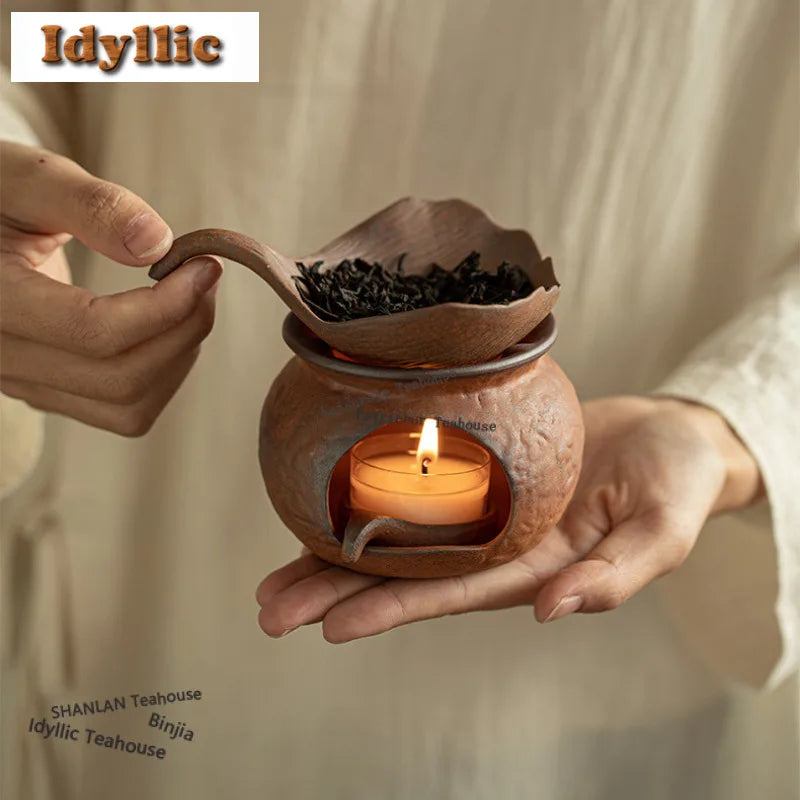 Handmade Ceramic Tea Warmer Stove – Coarse Pottery Alcohol Burner Stand