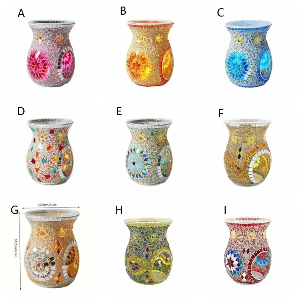 Handmade Mosaic Glass Aroma Lamp – Stained Glass Oil Burner & Candle Holder