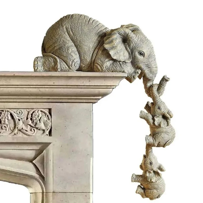 The Elephant Family — 3-Piece Resin Sculpture Set | Home Decor & Heartfelt Gift
