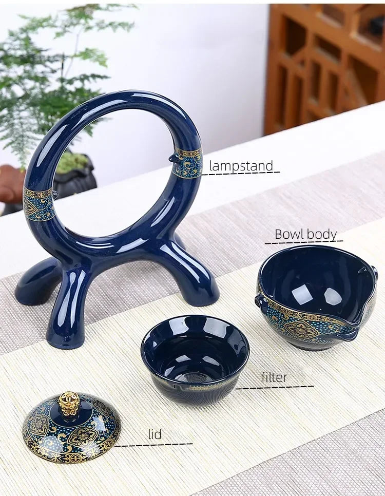 8 Pcs Set Semi Automatic Tea Sets Chinese  Ceramic