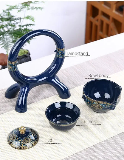 8 Pcs Set Semi Automatic Tea Sets Chinese  Ceramic
