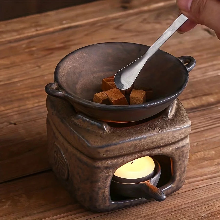 Japanese Retro Fireproof Incense Burner & Wax Heater - Your Ritual Hub 