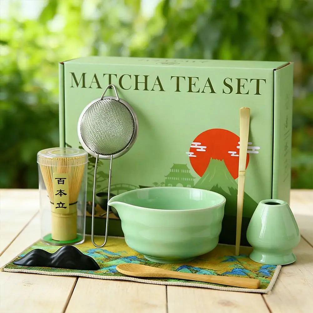 8-Piece Traditional Matcha Set — Bamboo Whisk & Ceramic Bowl