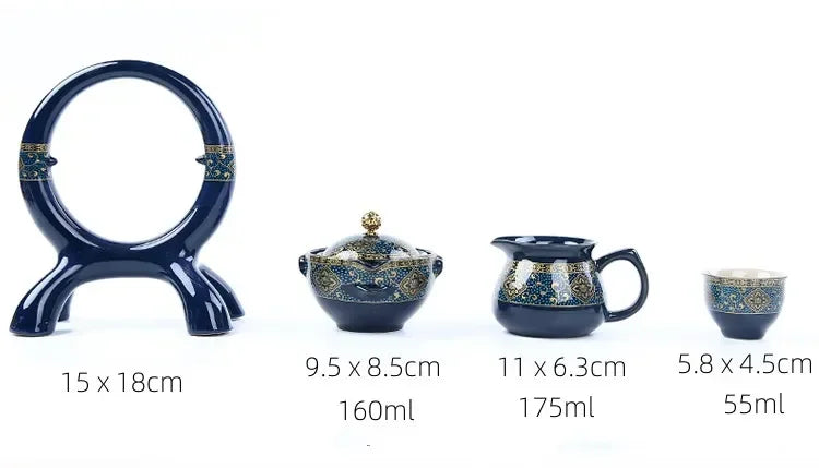 8 Pcs Set Semi Automatic Tea Sets Chinese  Ceramic