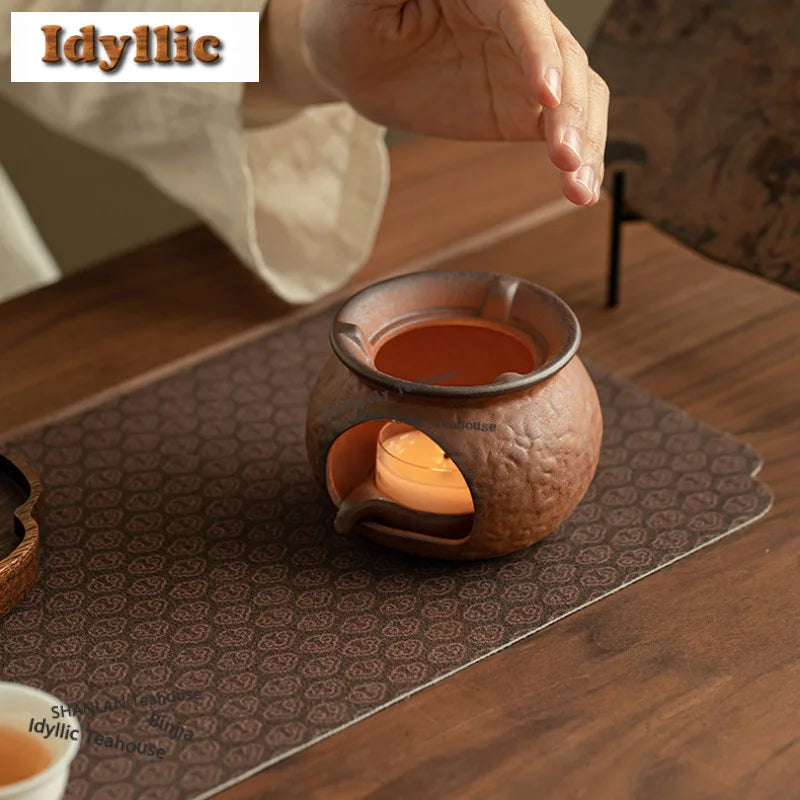 Handmade Ceramic Tea Warmer Stove – Coarse Pottery Alcohol Burner Stand
