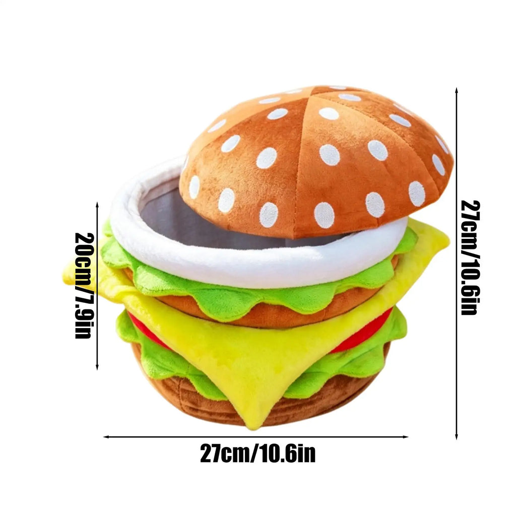 Hamburger Storage Ottoman Stool – Cute Flannel Footstool with Lid