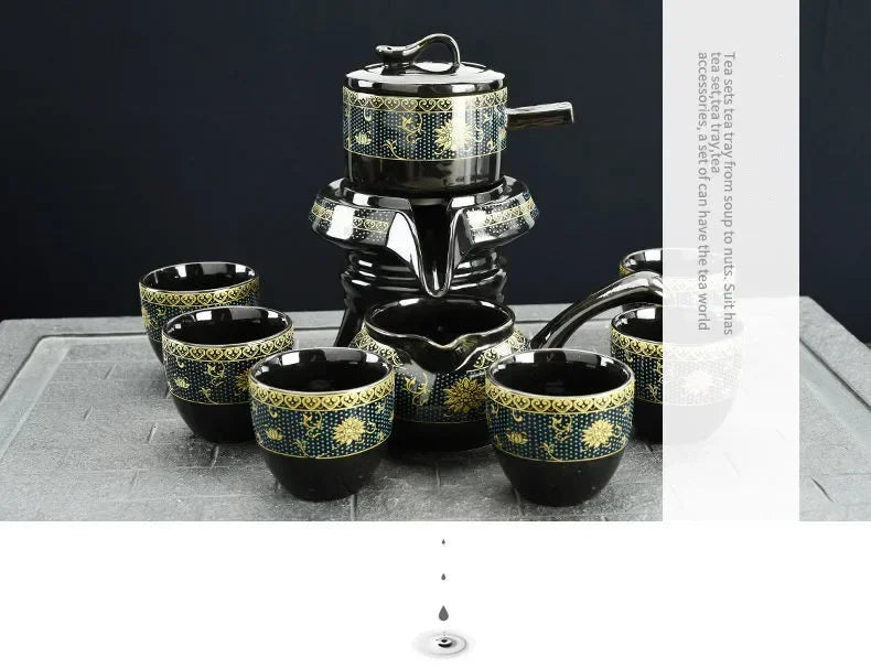 8 Pcs Set Semi Automatic Tea Sets Chinese  Ceramic