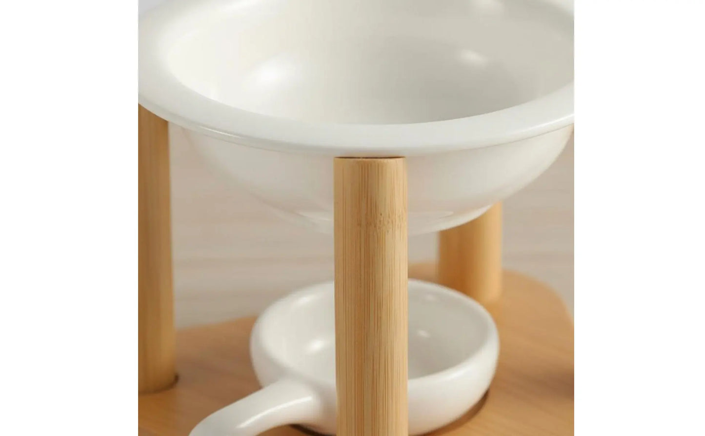 Ceramic Oil Warmer Bamboo Frame Wooden Aroma Lamp