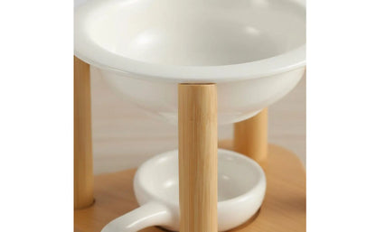 Ceramic Oil Warmer Bamboo Frame Wooden Aroma Lamp