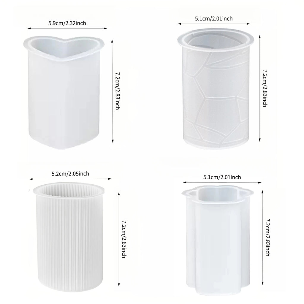 A set of four innovative silicone candle molds，Adopt3DCylindrical design - Your Ritual Hub 