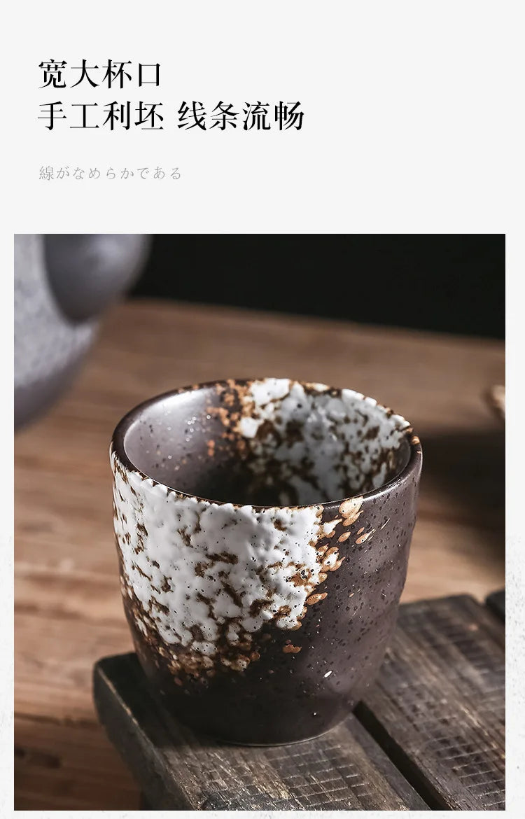 180ml Japanese tea cup coffee cup matcha handy retro ceramic coarse pottery cup - Your Ritual Hub 