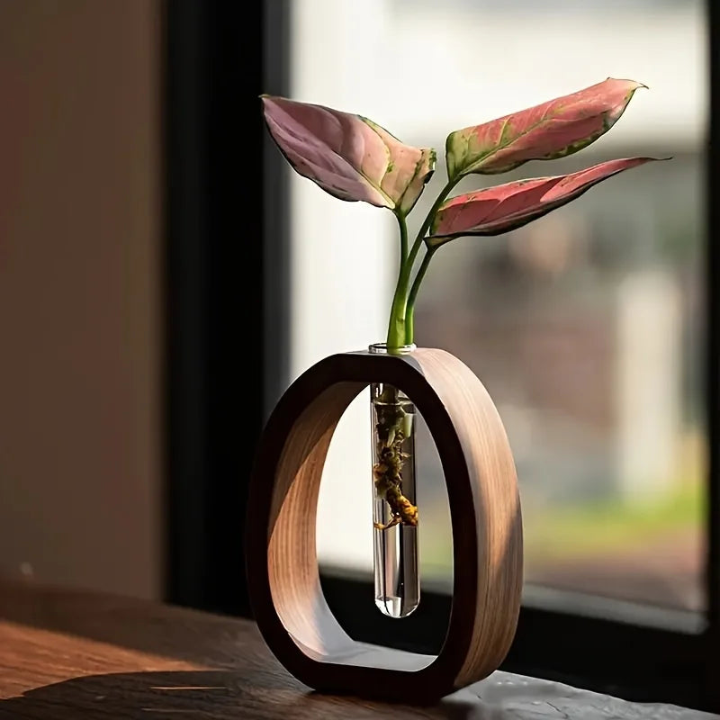 Walnut Wood Botanical Case/Vase.