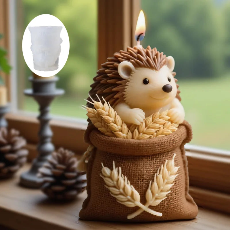 A cute hedgehog-shaped candle mold, resistant to high temperatures and not easily deformed, can be used to make scented candles - Your Ritual Hub 