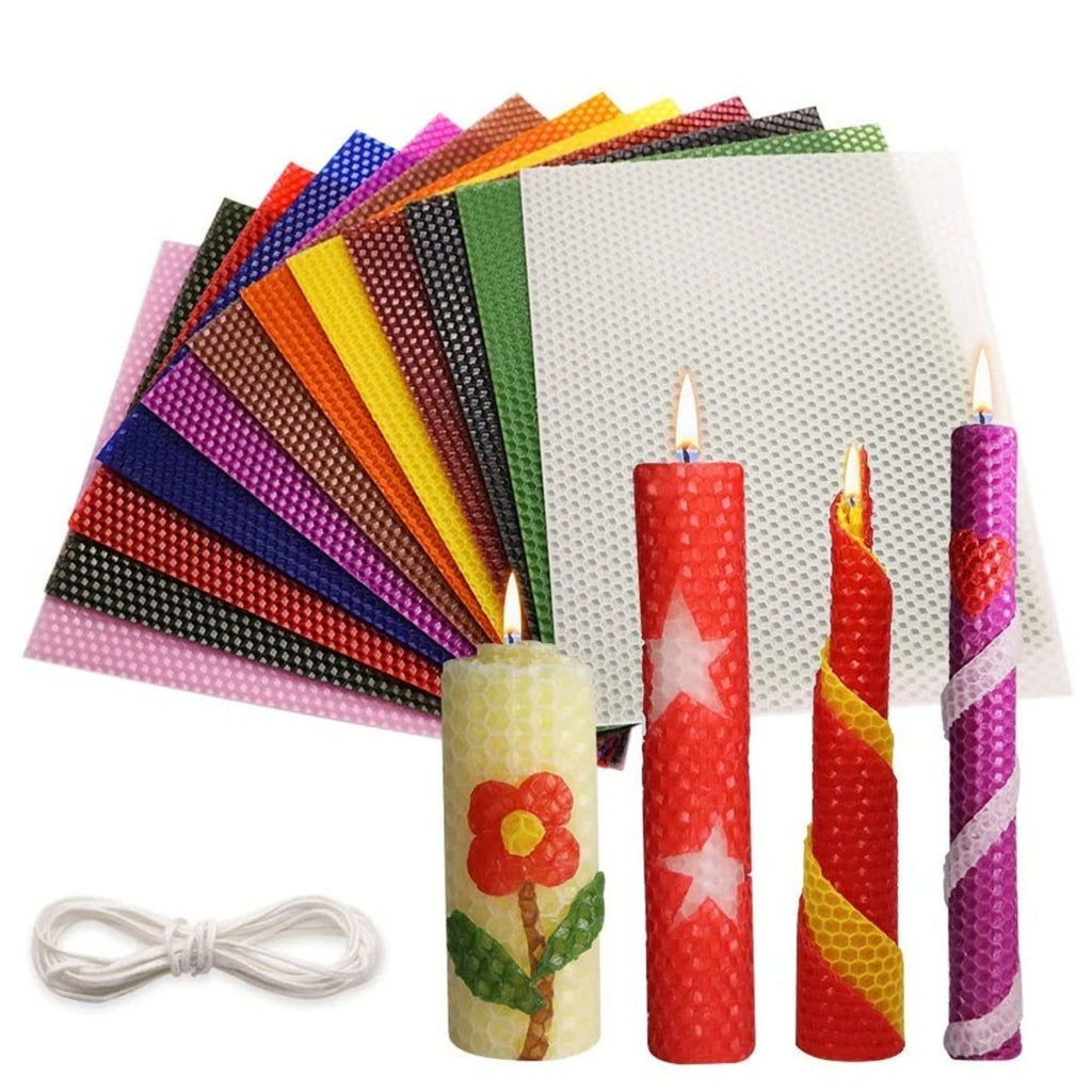 Colored Beeswax Sheet Candle Making Kit – 13 Honeycomb Wax Sheets for DIY Roll Candles