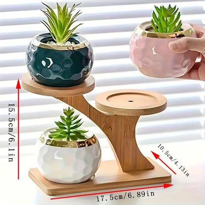 1pc 2-Tier Bamboo Stand,Bamboo Shelf for Home/Office, Compact Design,Perfect for Home and Office Desktop and Balcony Decor