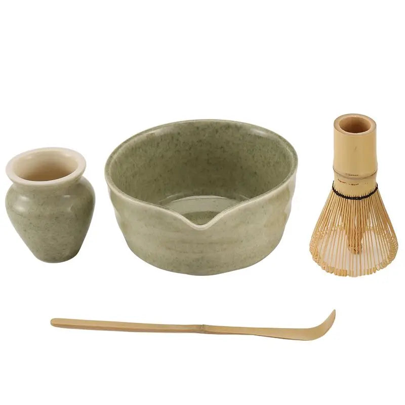 Japanese Matcha Set — Bowl with Spout, Holder & Bamboo Scoop