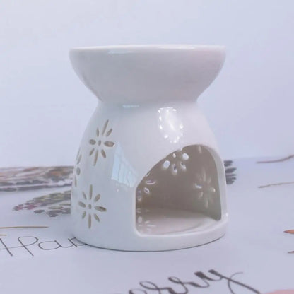 Ceramic Cutout Aroma Burner & Wax Melter with Spoon