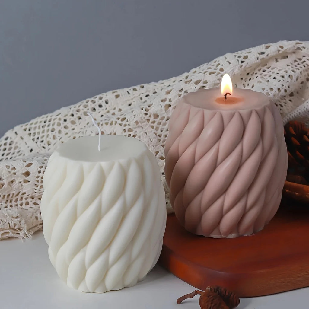 1pc Geometric Wave Twisted Candle Molds Abstract Art Decoration Wave Striped Columns Modern Candles Aroma Wax Silicone Molds - Your Ritual Hub 