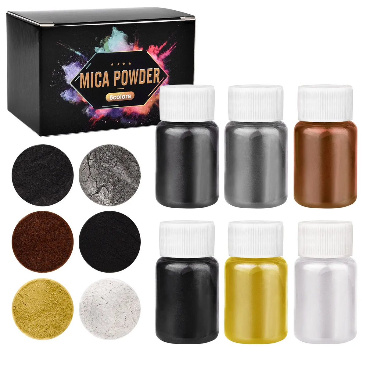6-Colour Pearlescent Mica Powder Set for DIY Crafts