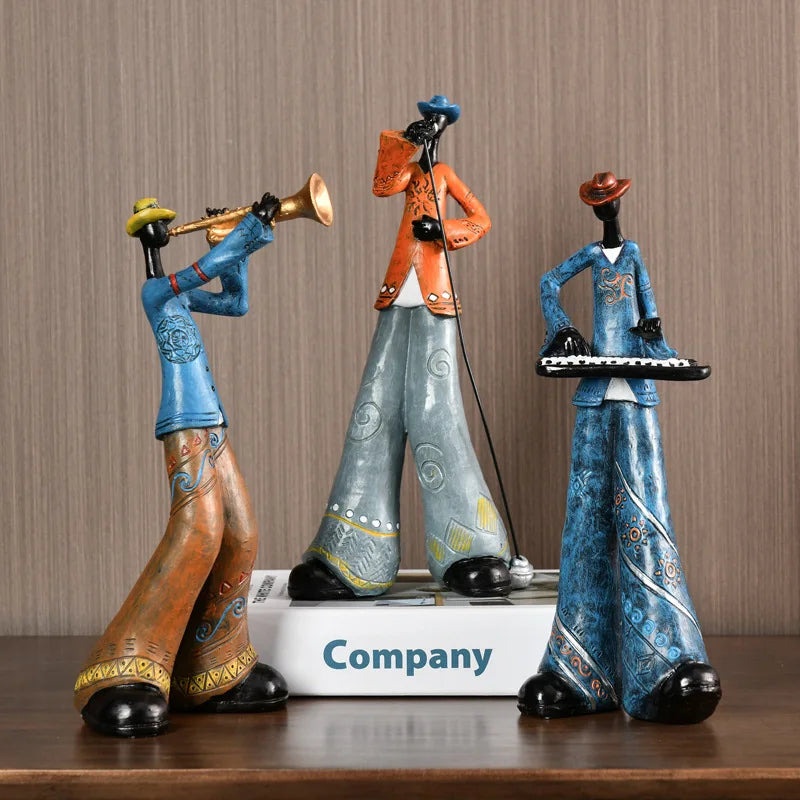Musician Figurine Sculpture – Neoclassical Resin Statue | Saxophone, Guitar, Organ, Trumpet & Singer