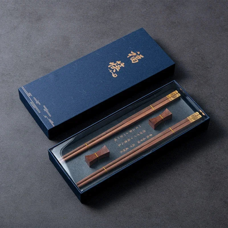 Natural Wood Chopsticks Gift Set – Red Sandalwood & Wenge | Eco-Friendly | Gift Box