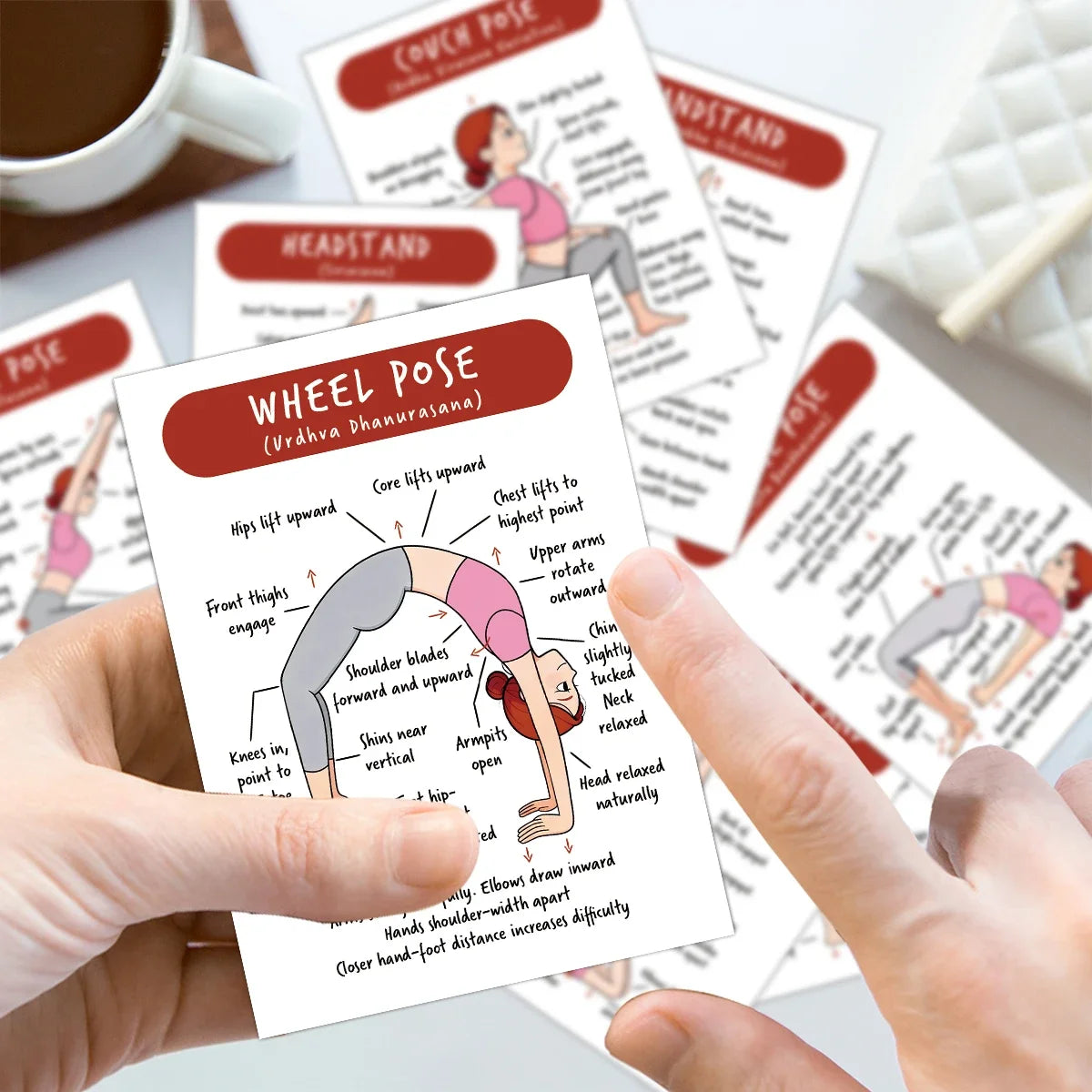 40pcs Yoga Poses Guide Cards,Step-By-Step Detailed Instruction Tool For Yoga