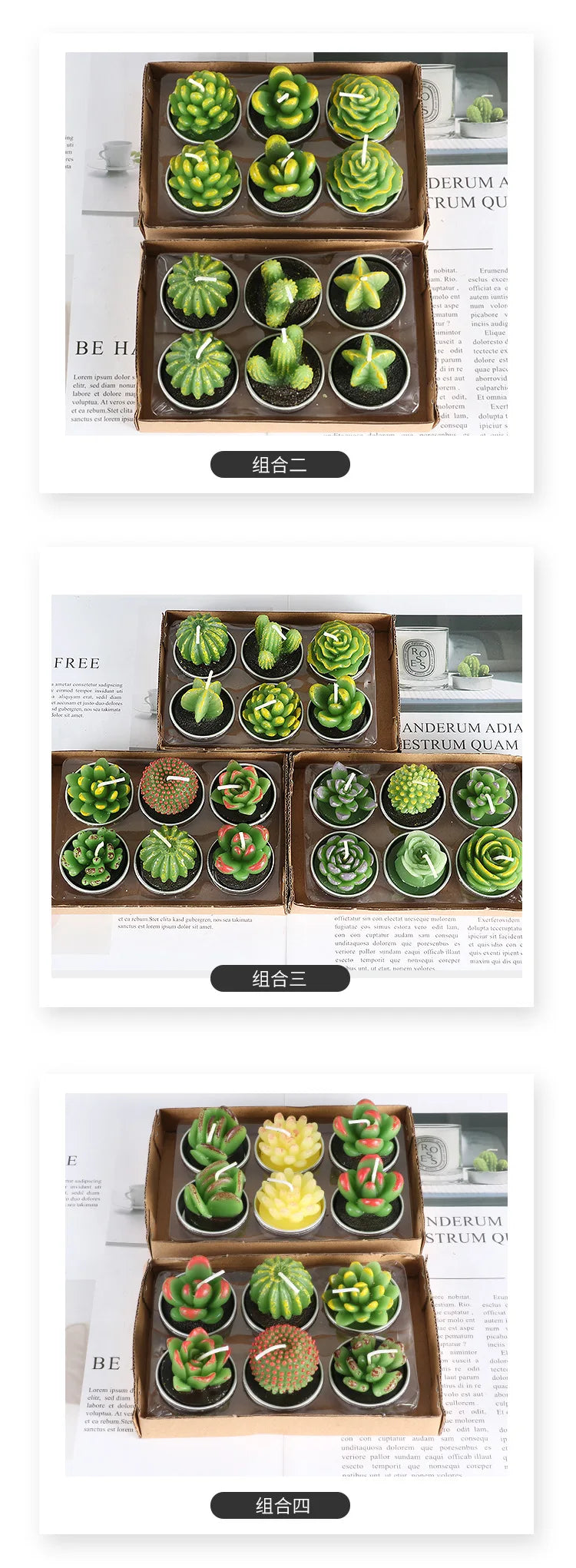 12pcs Mini Cactus Candles Succulent Greenery Candles Flameless - Your Ritual Hub 