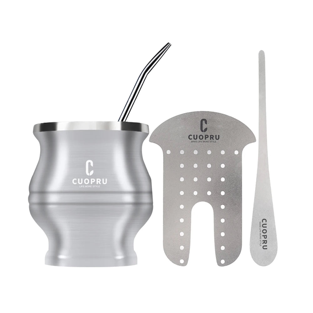 Yerba Mate Gourd Set — Double-Wall Steel Cup & Bombilla