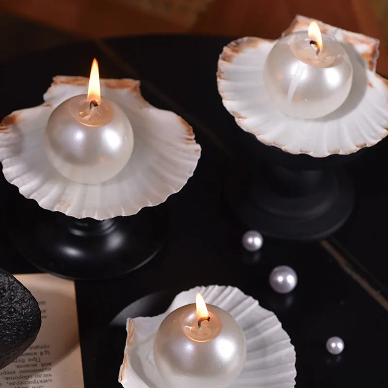 1PC Ocean Wind Pearl Shell Scented Candle Ins Wind High Value Scented Candle Souvenir Home Party Scene Decoration