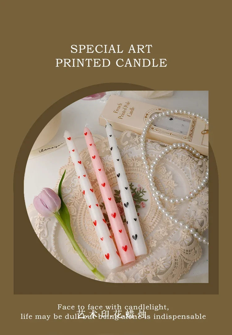 European Printed Long Taper Candles — Smokeless