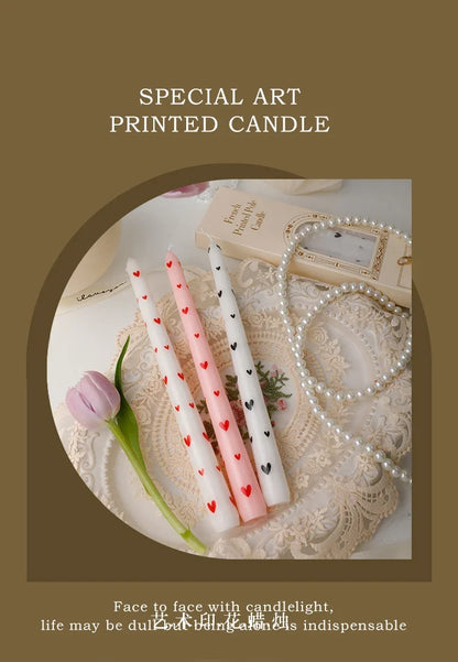 European Printed Long Taper Candles — Smokeless