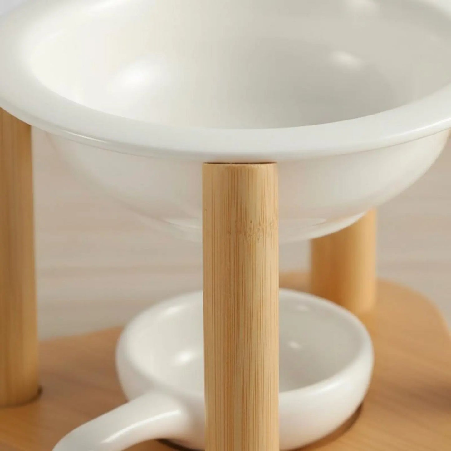 Ceramic Oil Warmer Bamboo Frame Wooden Aroma Lamp