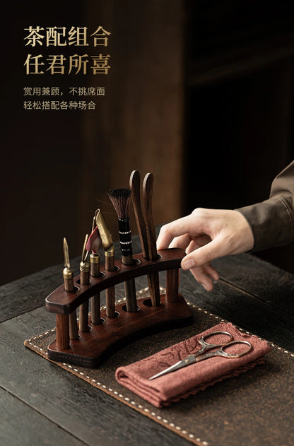 Solid Wood Kung Fu Tea Ceremony Six Gentlemen Set