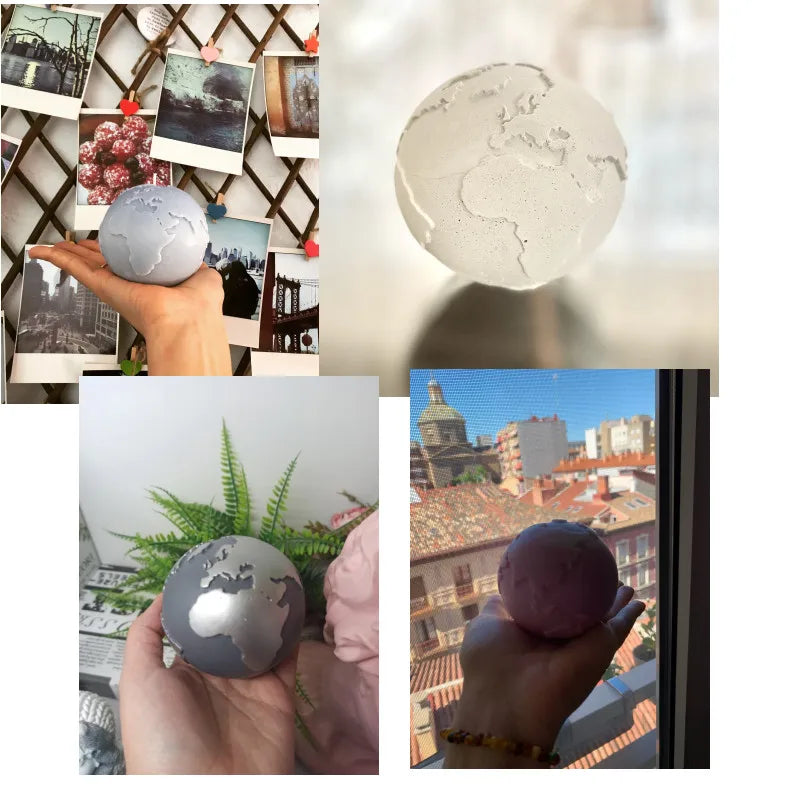 3D Earth Candle Silicone Mold Concrete Earth Plaster Mold - Your Ritual Hub 