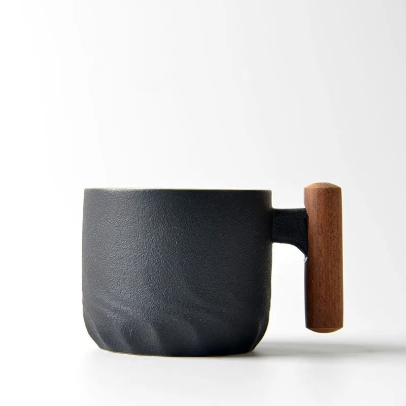 Creative Handmade Exquisite Coffee Cup Vintage Coffee Cup With Wooden Handle
