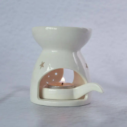 Ceramic Cutout Aroma Burner & Wax Melter with Spoon