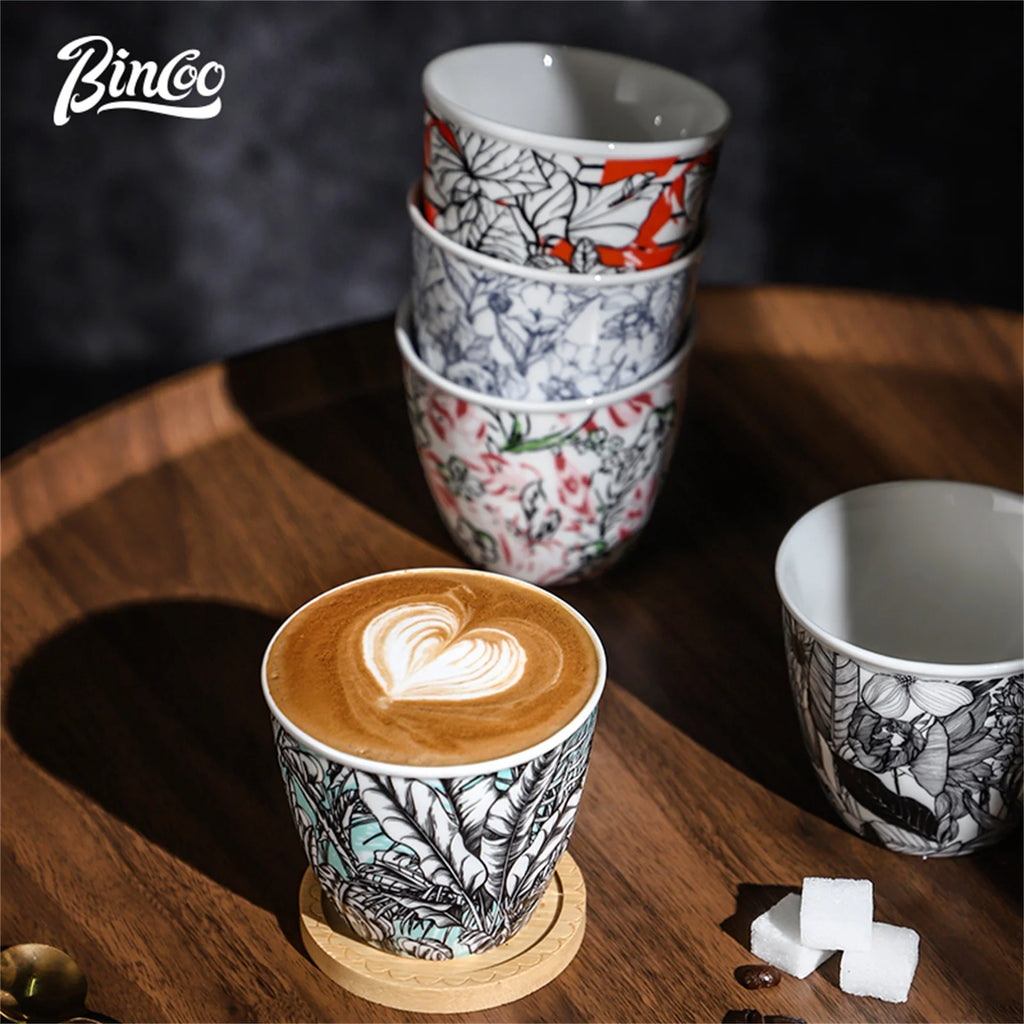 BINCOO Ceramic Coffee Cup Jungle Flower Series - Your Ritual Hub 