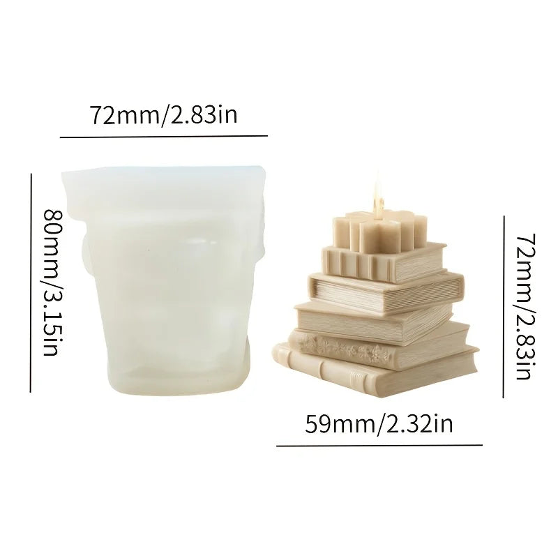 Layered Book Stack Silicone Mold for Resin & Candle Crafts