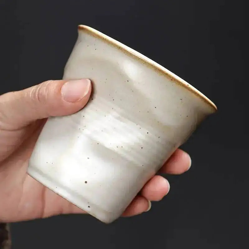 Coarse Pottery Coffee Cup   Hand Kneaded Pleated Cup Ceramic