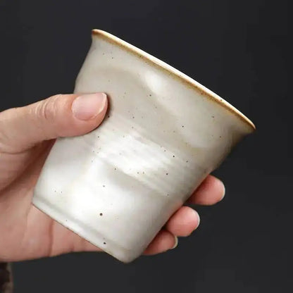 Coarse Pottery Coffee Cup   Hand Kneaded Pleated Cup Ceramic
