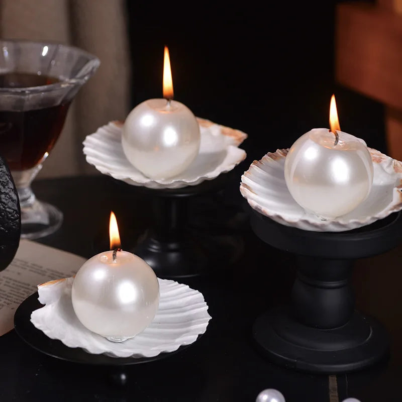 1PC Ocean Wind Pearl Shell Scented Candle Ins Wind High Value Scented Candle Souvenir Home Party Scene Decoration