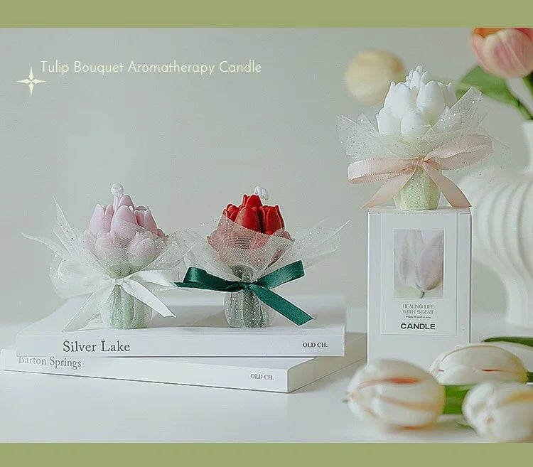 Handmade Tulip Bouquet Soy Wax Candle
