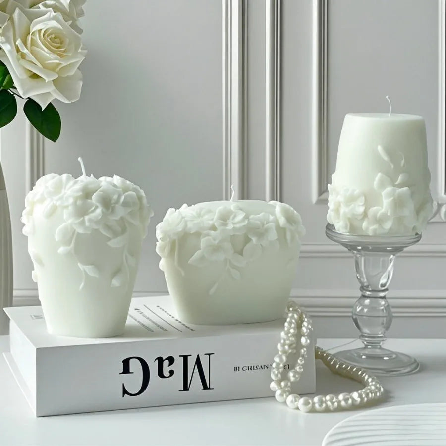 1pc Nordic Floral Scented Candle Set Handmade Soy Wax Aromatherapy Candle with 3D Flower - Your Ritual Hub 