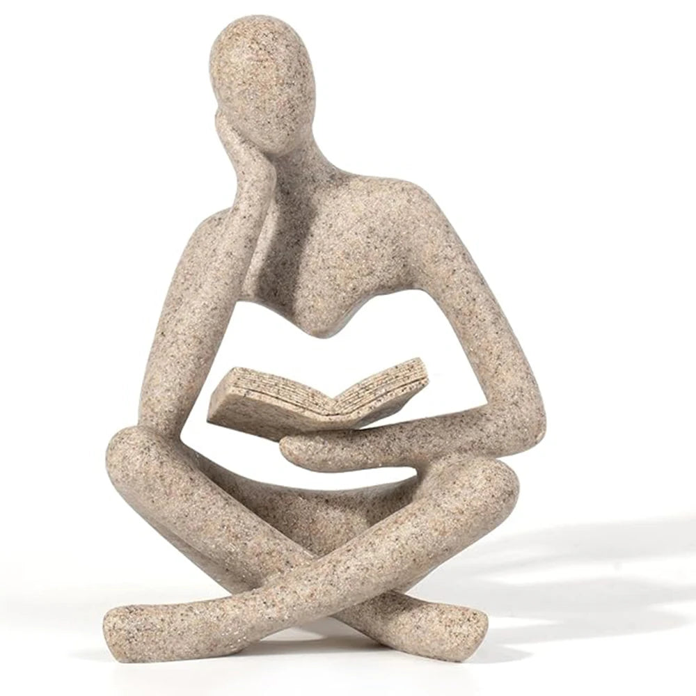 The Reader – Abstract Thinker Sculpture for Bookshelf, Desk & Altar Decor