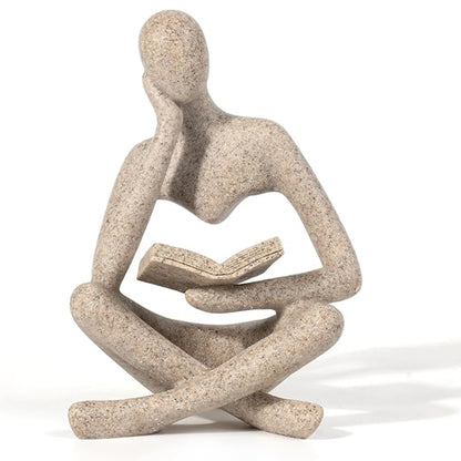The Reader – Abstract Thinker Sculpture for Bookshelf, Desk & Altar Decor