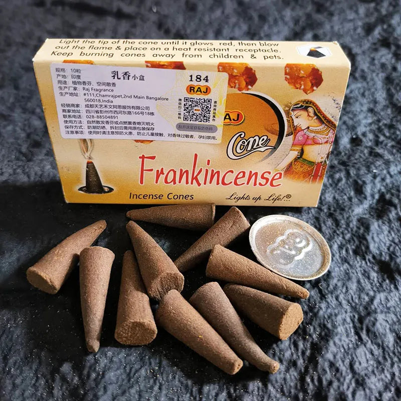 Handmade Indian Incense Frankincense Patchouli Tower Incense Cones with Metal Incense Base Buddhist Ornaments Home Fragrance - Your Ritual Hub 