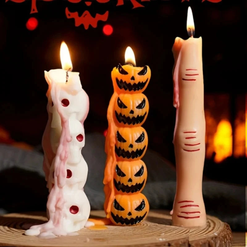 1/3 st Halloween doftljus långa, gotiska sojavaxdekorationer för fest, hem, festlig atmosfär, prydnader, presenter