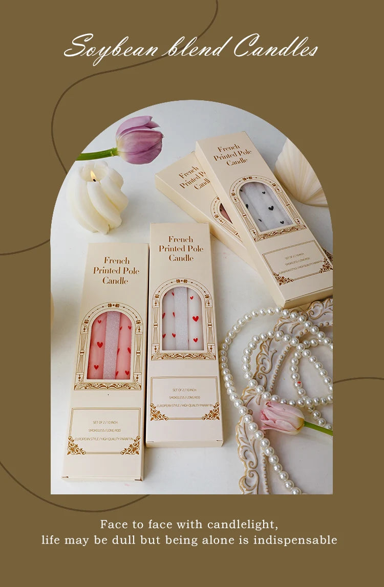 European Printed Long Taper Candles — Smokeless