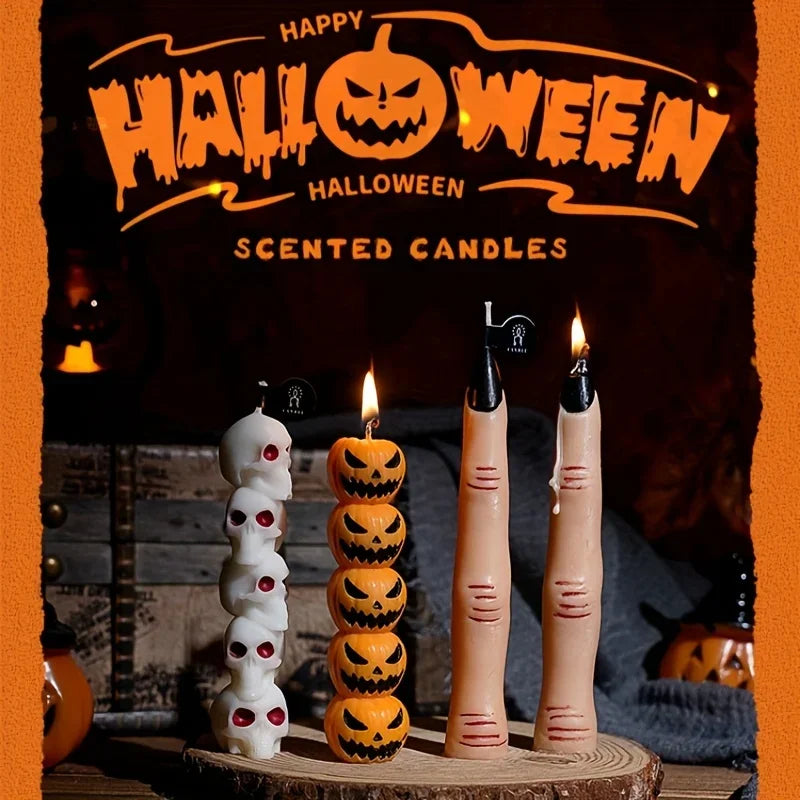 1/3 st Halloween doftljus långa, gotiska sojavaxdekorationer för fest, hem, festlig atmosfär, prydnader, presenter