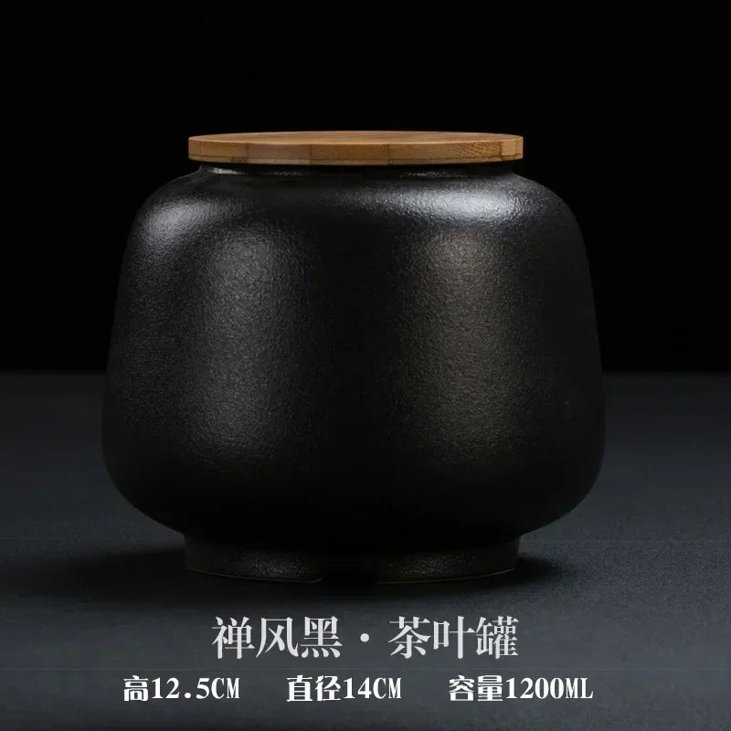 Retro Ceramic Tea Pot Sealed Pu'er Tea Container Chinese Tea Set Decor